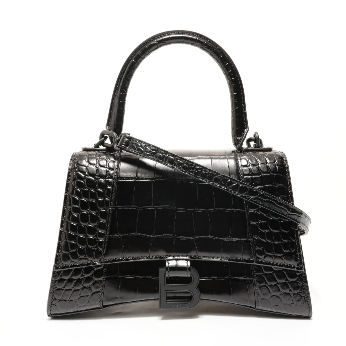 バレンシアガ BALENCIAGA アワーグラス S クロコ型押し 2WAY ショルダーバッグ【中古】