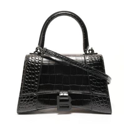 バレンシアガ BALENCIAGA アワーグラス S クロコ型押し 2WAY ショルダーバッグ【中古】