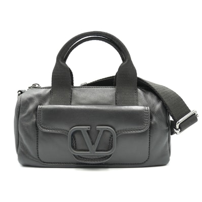 VALENTINO GARAVANI(ヴァレンティノ ガラヴァーニ)ミニショルダーバッグ ハンドバッグ 2WAY Vロゴ ブラック レザー レディース 【中古】