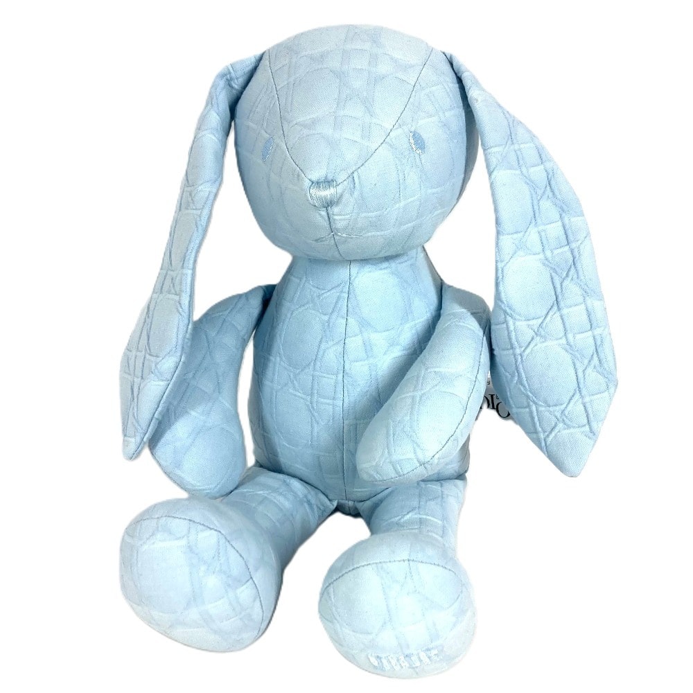 ディオール Dior カナージュ ロゴ うさぎ ラビット バニー ベビー BABY 赤ちゃん キッズ 人形 インテリア ぬいぐるみ コットン ブルー 未使用