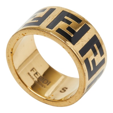 フェンディ フォーエバー リング 指輪 #S ゴールド ブラック メッキ レディース FENDI 【中古】