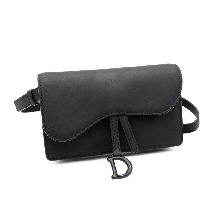 Christian Dior(クリスチャン ディオール) サドル ベルトポーチ ウエストバッグ ブラック レザー CDロゴ レディース 12-MA-0119【中古】