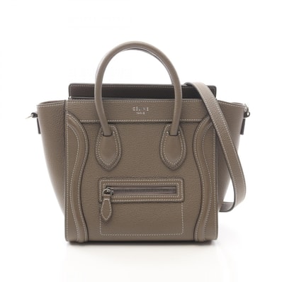 セリーヌ CELINE ラゲージ ナノショッパー 2WAY ハンドバッグ バッグ レザー レディース ベージュ系 【中古】