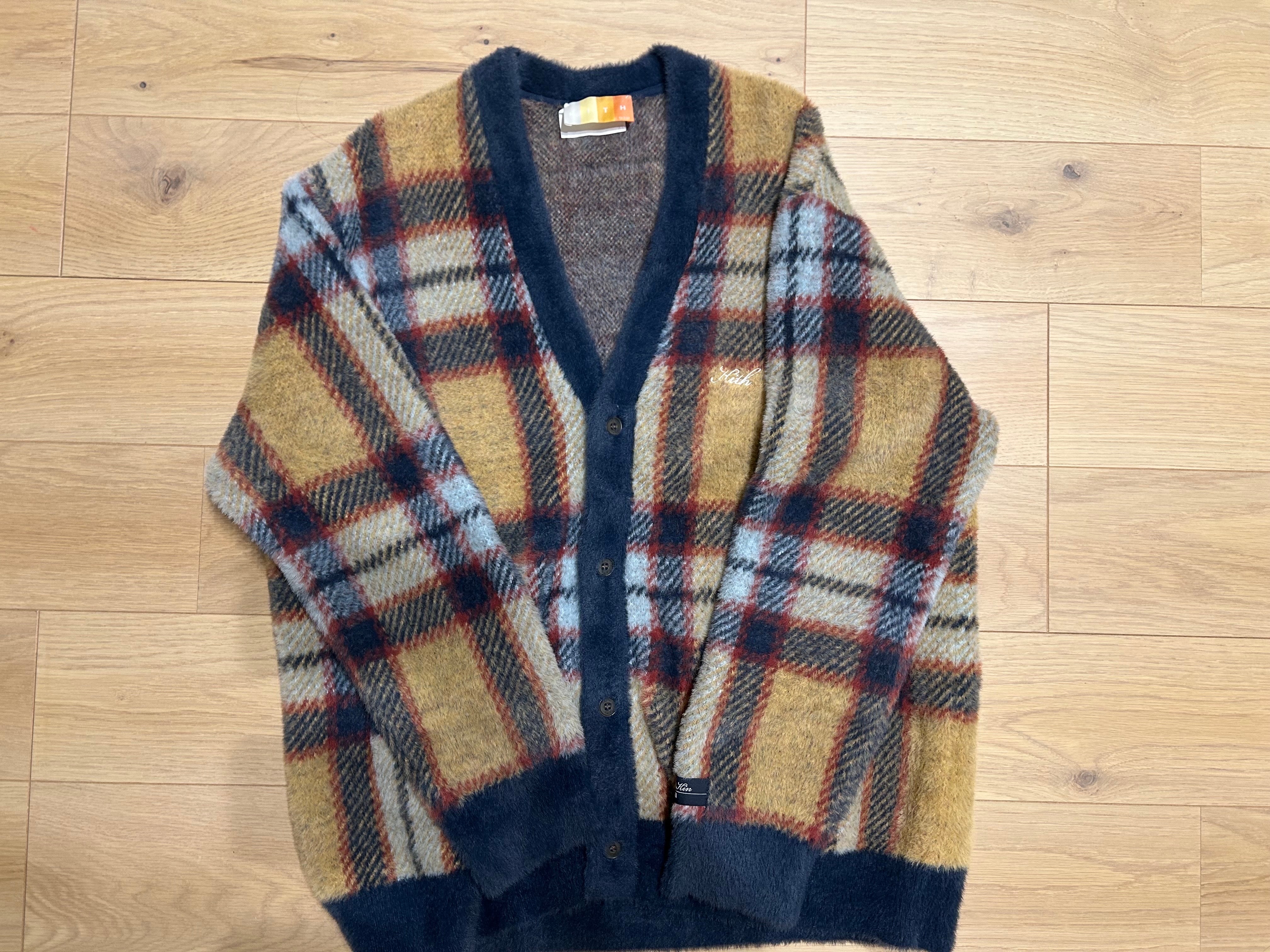 キス プレイド モヘア カーディガン "オックスフォード"