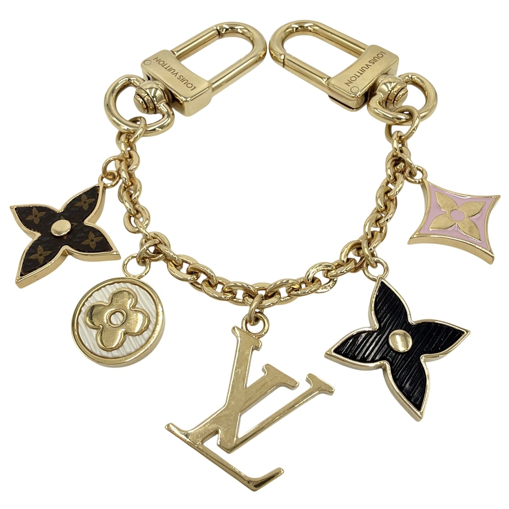 LOUIS VUITTON ルイヴィトン バッグチャーム チェーンスプリングストリート キーホルダー モノグラム・フラワー LVイニシャル メタル    M01188 ゴールド レディース 約50.6g【中古品】