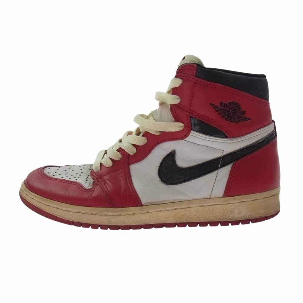 NIKE AIR JORDAN ナイキ ジョーダン スニーカー フェイクバスターズ鑑定済 1994年復刻 AIR JORDAN 1 HIGH CHICAGO エアジョーダン1 ヴィンテージ レトロ ハイ シカゴ スニーカー レッド系 25.5cm【中古】