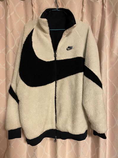 Nike Big Swoosh Reversible Boa Jacket "Sail/Dark Obsidian"