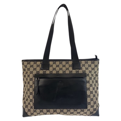 美品 GUCCI グッチ ブラック 黒 GGキャンバス レザー/ トートバッグ ショルダーバッグ 603260 【中古】