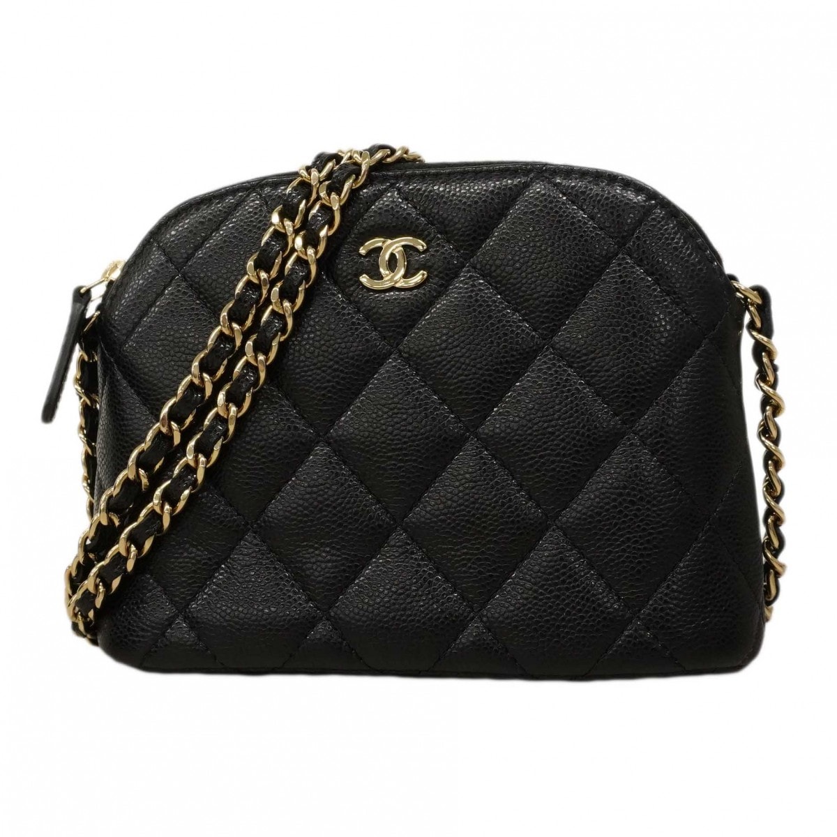 【6dc3232】シャネル ショルダーバッグ マトラッセ チェーンショルダー キャビアスキン ブラック シャンパンゴールド金具【中古】レディース