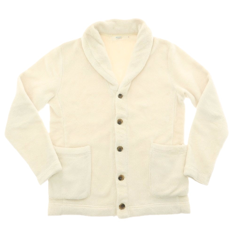 【中古】ビームスライツ BEAMS LIGHTS ポリエステル フリース ショールカラー カーディガン アイボリー【サイズM】【メンズ】