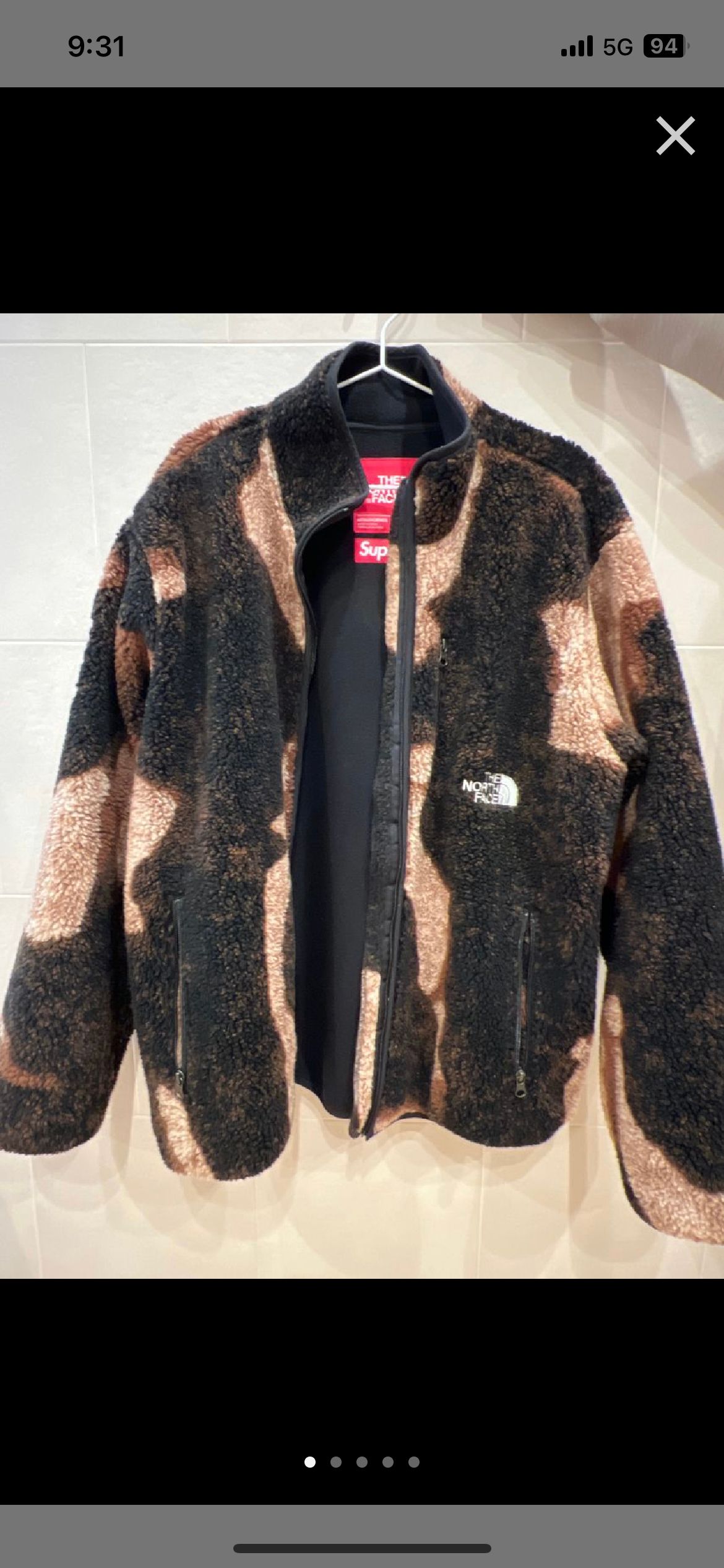 Supreme x The North Face Bleached Denim Print Fleece Jacket "Black"