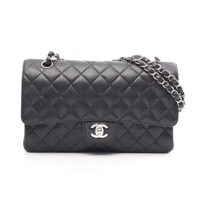 シャネル CHANEL マトラッセ Wフラップ ショルダーバッグ バッグ キャビアスキン(グレインドカーフ) レディース ブラック系 【中古】