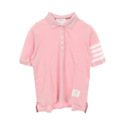 トムブラウン THOM BROWNE 4BAR クラシックピケ ポロシャツ 衣料品 トップス コットン レディース ピンク系 【中古】