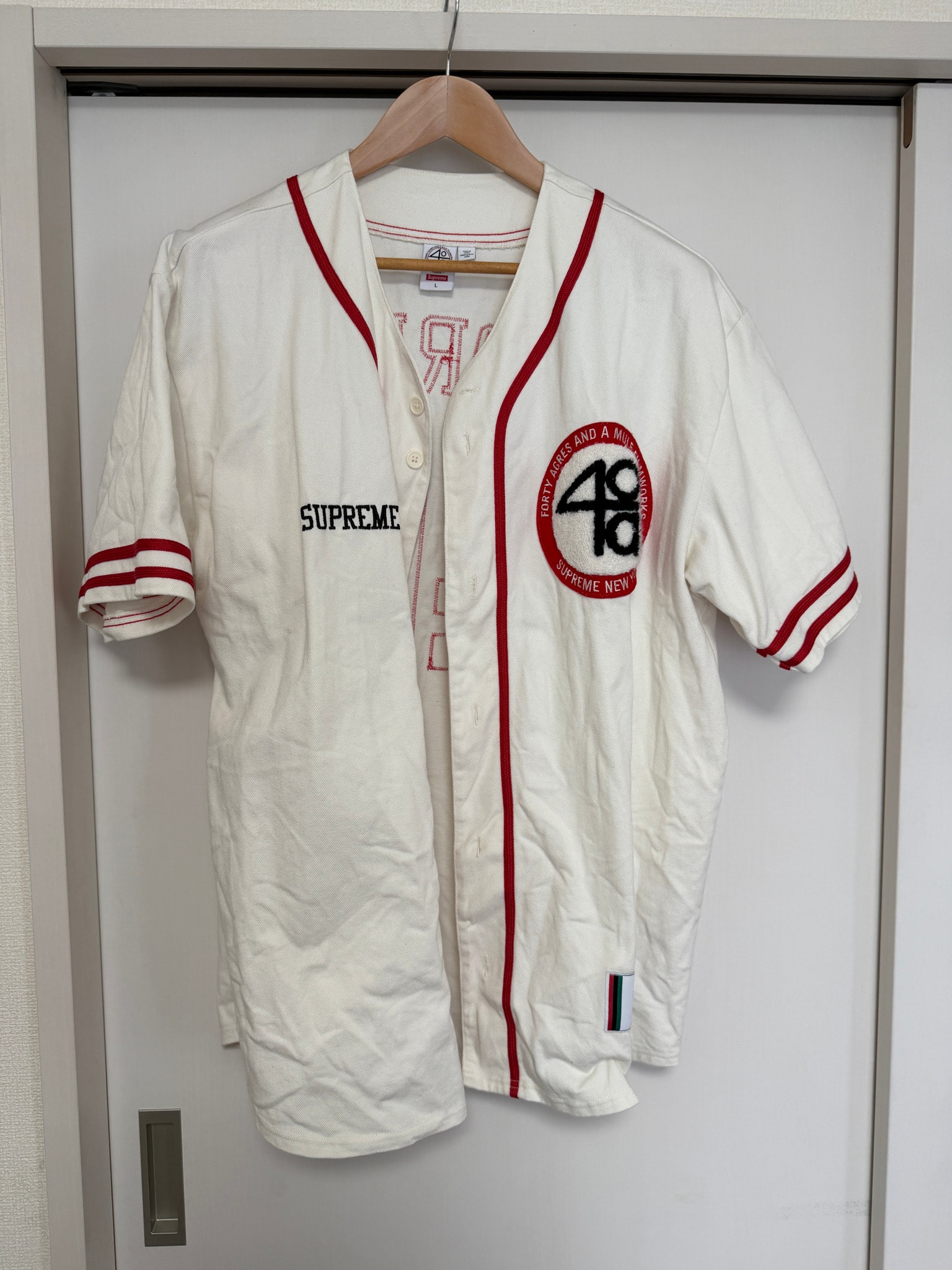 Supreme x 40 Acres Twill Baseball Jersey "Natural"