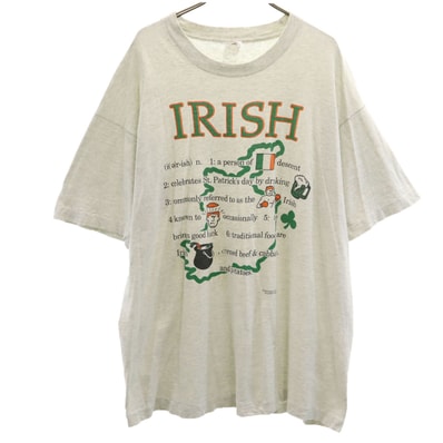 FRUIT OF THE LOOM フルーツオブザルーム 90s USA製 オールド IRISH 半袖 Tシャツ XL グレー シングルステッチ