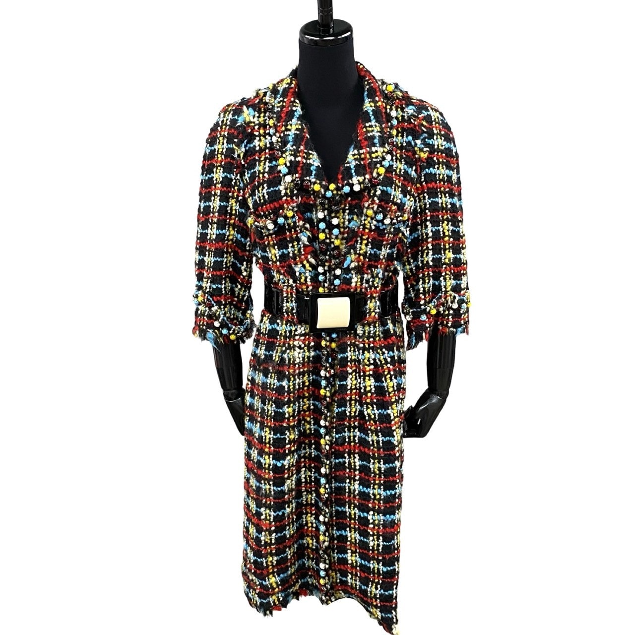 CHANEL シャネル チェック ウール シルク アクリル セットアップ ブラック
34361