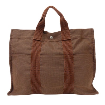 【中古】 エルメス トートバッグ エールラインMM ポリエステル ブラウン 旧金具 普段使い レディース メンズ HERMES