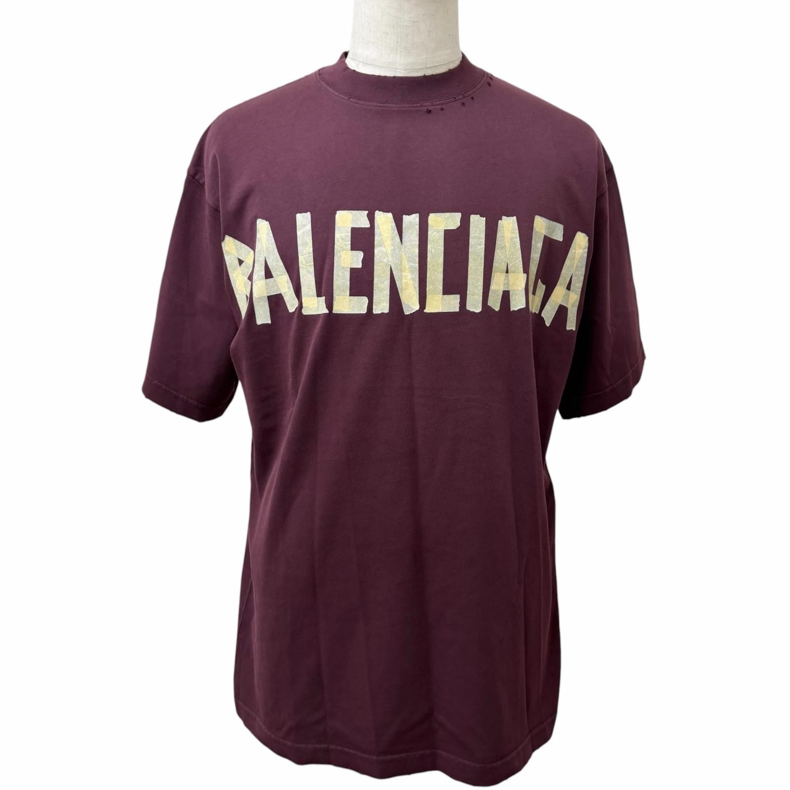 極美品 バレンシアガ 半袖Tシャツ ボルドー メンズ S 739784