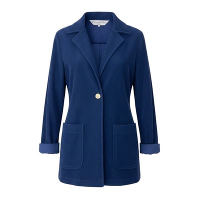 Christian Dior クリスチャンディオール Christian Dior SPORT リブパイル CDロゴ 金ボタン ネイビー コットン ナイロン/ チェスターコート A3-00436 【中古】