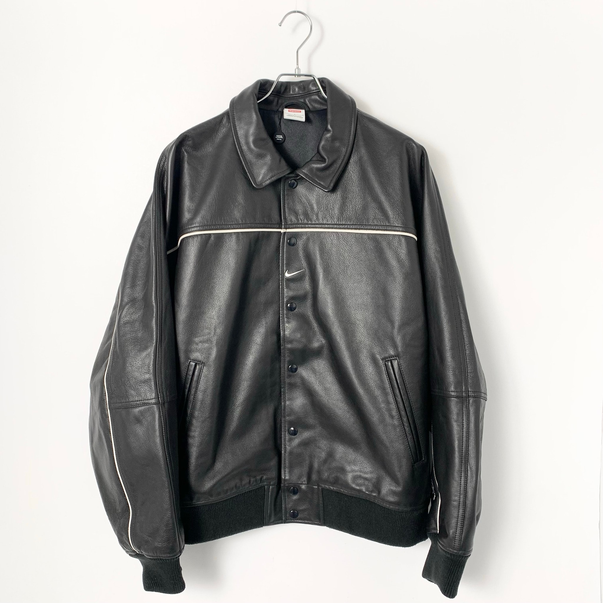 Supreme x Nike Leather Varsity Jacket "Black"