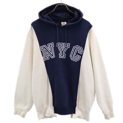 FRUIT OF THE LOOM BEST フルーツオブザルーム ベスト ベスト プリント 長袖 スウェット トレーナー L ネイビー系