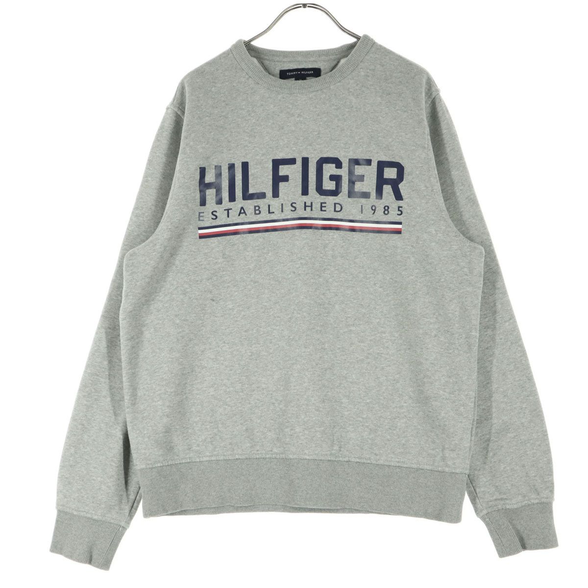 美品 TOMMY HILFIGER トミーヒルフィガー 英字 長袖 トレーナー M グレー