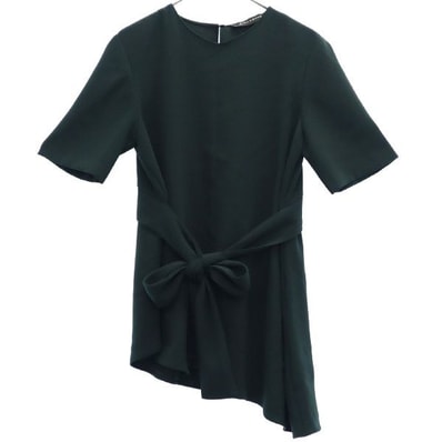 ZARA WOMAN ザラウーマン 半袖 アシンメトリー ワンピース XS グリーン