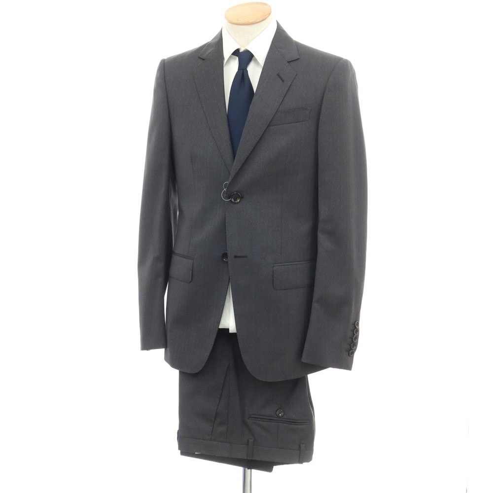 【中古】【未使用】グッチ GUCCI ウール ヘリンボーン 2つボタンスーツ ダークグレー【サイズ44】【メンズ】