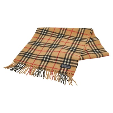 バーバリー ノバチェック マフラー ベージュ マルチカラー カシミヤ ウール レディース BURBERRY 【中古】