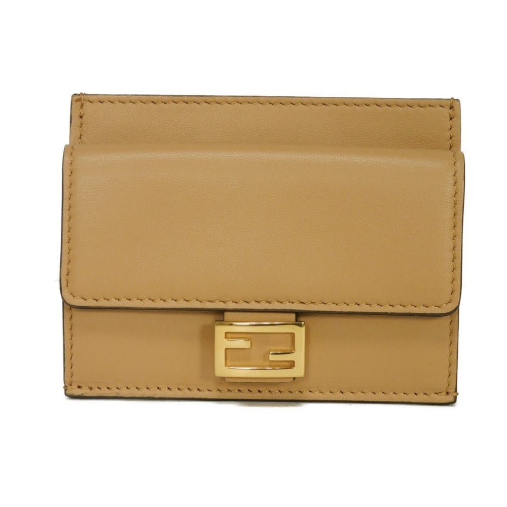 FENDI フェンディ バゲット カードケース コインパース FF エンボス ナッパ ライトブラウン フラグメントケース 小銭入れ パスケース 名刺入れ ミニウォレット 未使用 FFロゴ ミエーレ コインケース 8M0423 AAJD F15KR