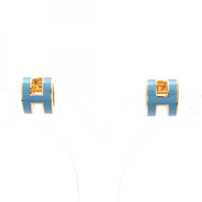 エルメス HERMES ミニポップアッシュ ピアス ピアス ジュエリー GP(ゴールドメッキ) ブルージーン レディース ブルー系 / ゴールド系 【中古】