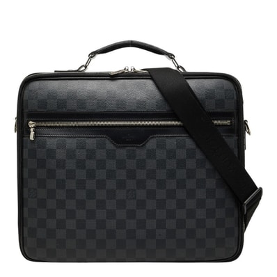 ルイ ヴィトン ダミエ グラフィット スティーブ ビジネスバッグ ショルダーバッグ 2WAY N58030 ブラック PVC レザー メンズ LOUIS VUITTON 【中古】