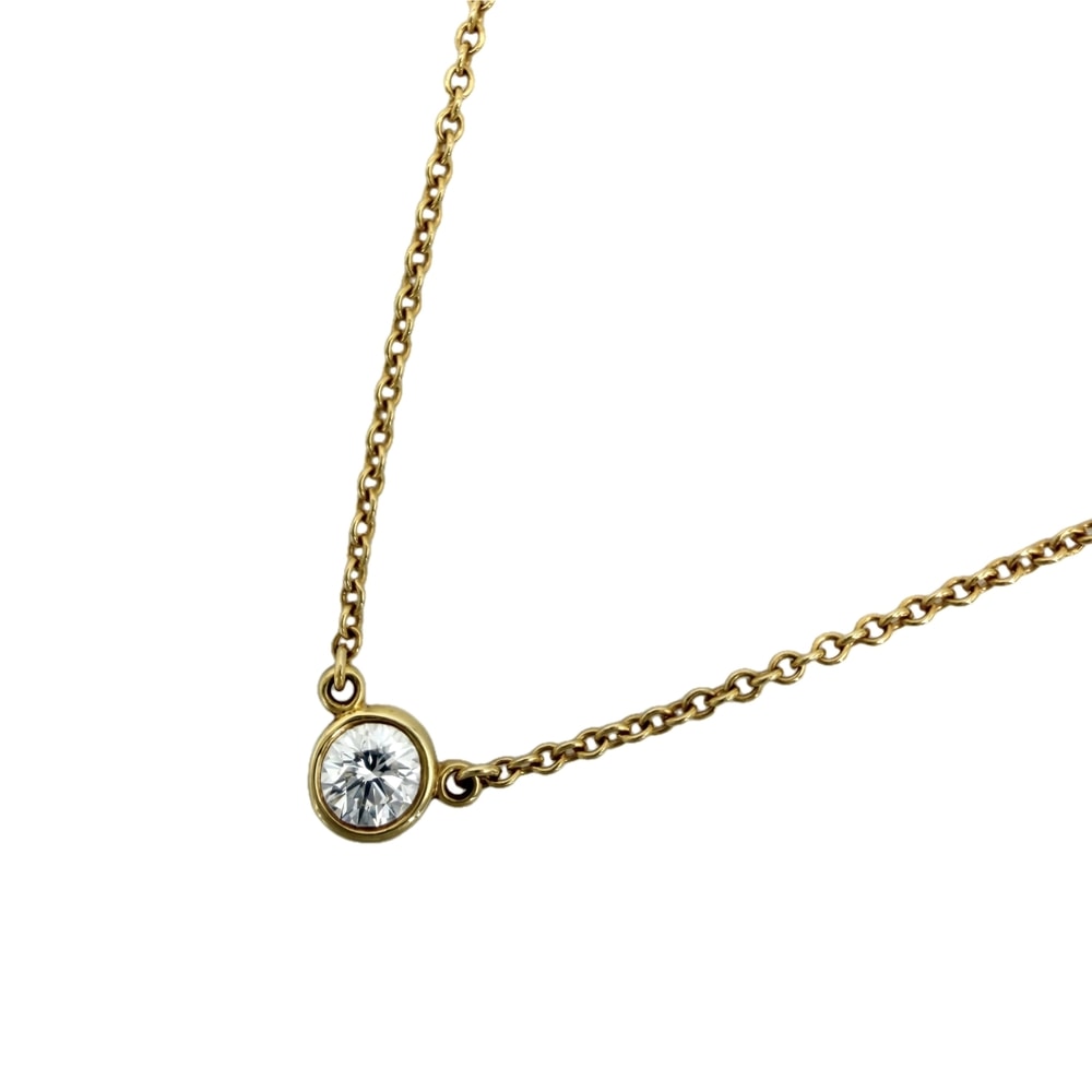 TIFFANY&Co. ティファニー ネックレス バイザヤード シングルダイヤモンドペンダント ジュエリー アクセサリー 一粒ダイヤ 18金YG Au750    ダイヤモンド レディース 約1.8g 美品【中古品】