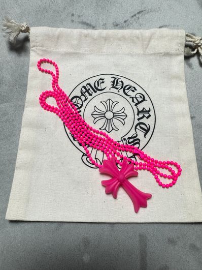 Chrome Hearts Rubber Small CH Cross Silicon Necklace Top Aoyama 20th Anniversary "Pink"