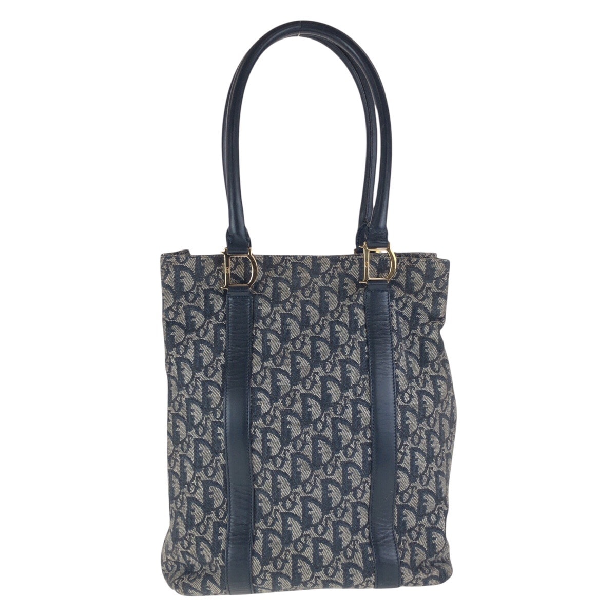 Dior ディオール トロッター ネイビー ゴールド金具 キャンバス レザー/ トートバッグ ショルダーバッグ 600949 【中古】