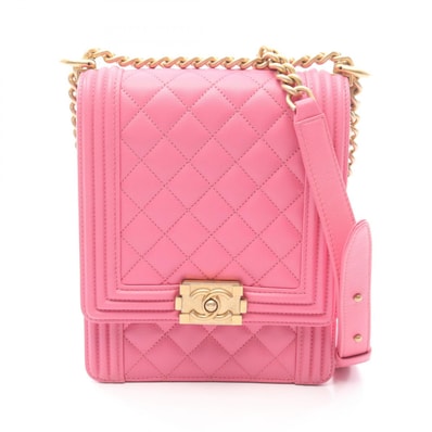 シャネル CHANEL ボーイシャネル マトラッセ ショルダーバッグ バッグ ラムスキン(羊革) レディース ピンク系 AS0130 【中古】