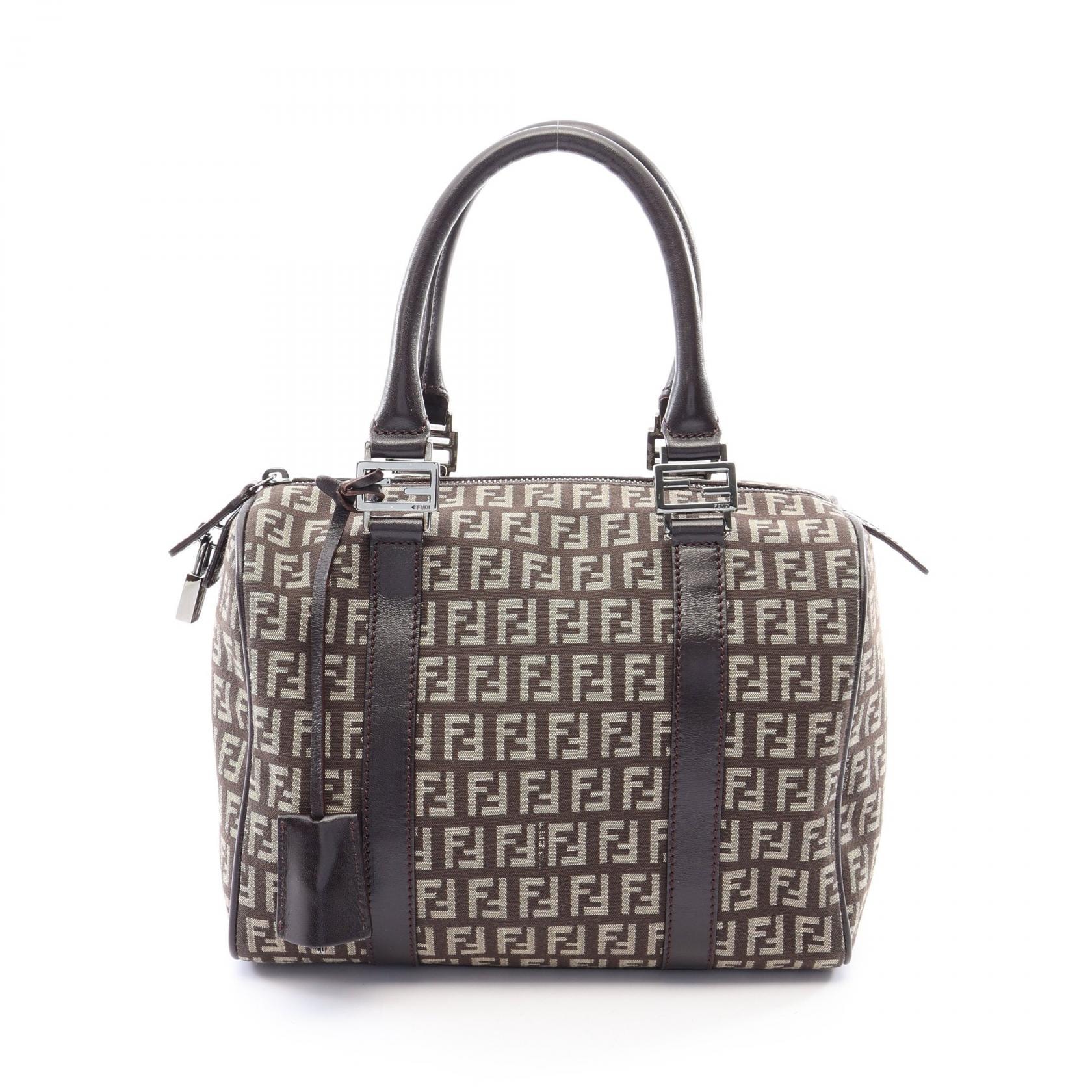 フェンディ FENDI ズッキーノ ハンドバッグ バッグ キャンバス レザー レディース ブラウン系 【中古】