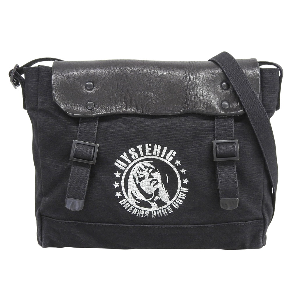 ヒステリックグラマー STENCIL WOMAN pt ポストマンバッグ レザー キャンバス ショルダーバッグ レディース ブラック