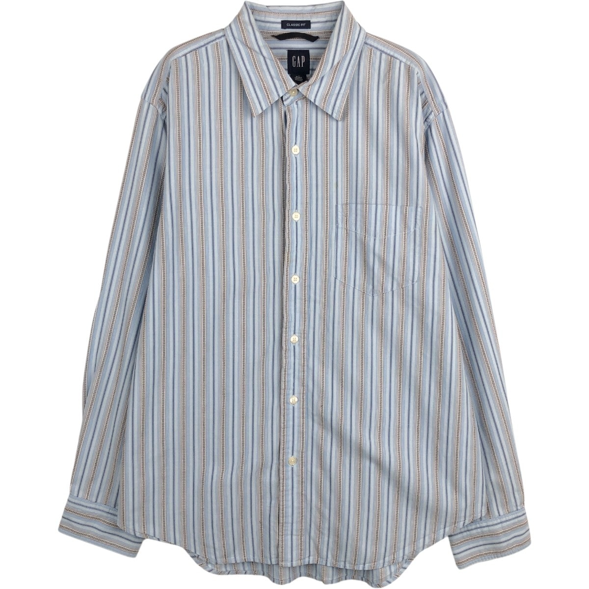 古着 00年代 ギャップ GAP CLASSIC FIT 長袖 コットンストライプシャツ メンズL相当/eaa662865