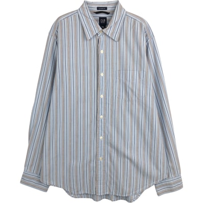 古着 00年代 ギャップ GAP CLASSIC FIT 長袖 コットンストライプシャツ メンズL相当/eaa662865