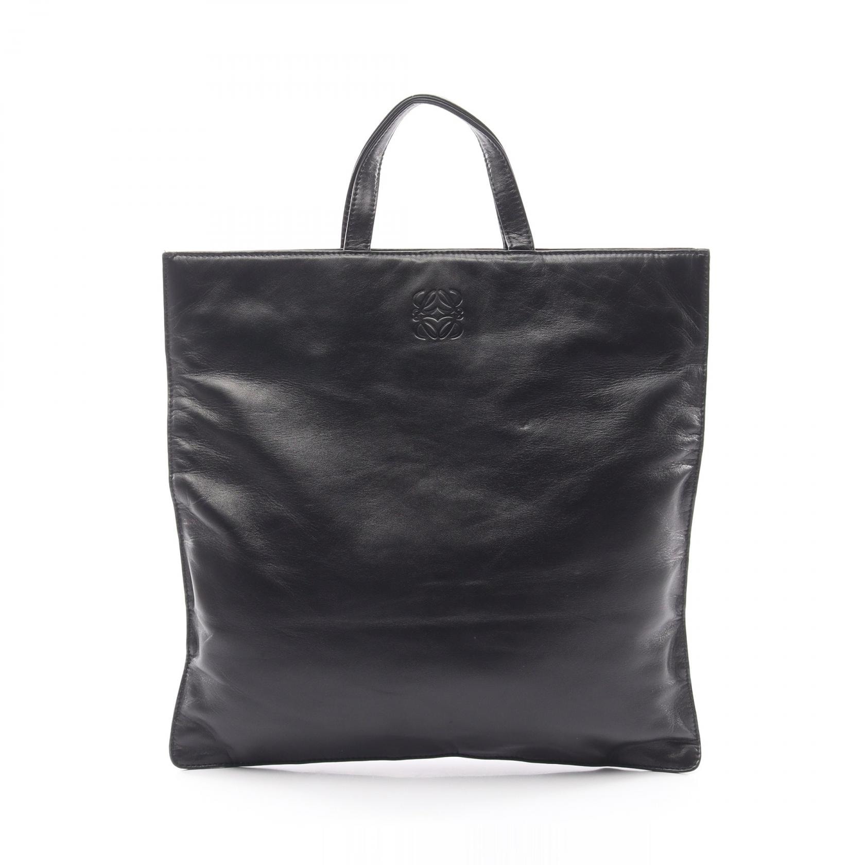 ロエベ LOEWE アナグラム トートバッグ バッグ レザー レディース ブラック系 【中古】