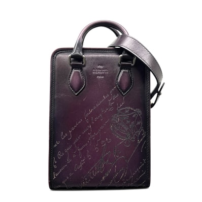 Berluti 希少 美品 ベルルッティ プルミエジュール ガリバー カリグラフィ 3way ハンドバッグ ショルダーバッグ ボディバッグ ベネチアン レザー パープル クロスボディ メンズ ABランク 中古 鑑定済 ベルルッティバッグ