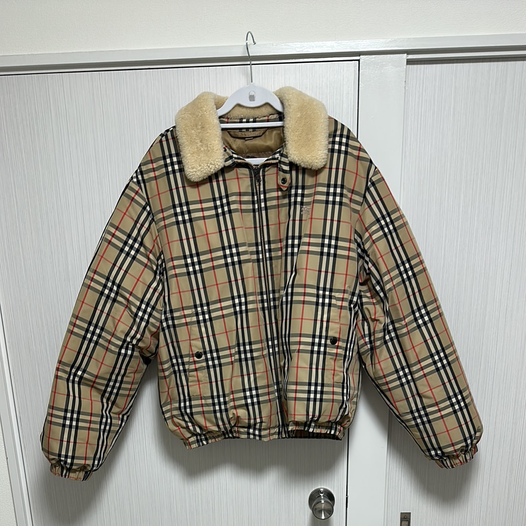 Supreme / Burberry Shearling Collar Down Puffer Jacket "Beige"
