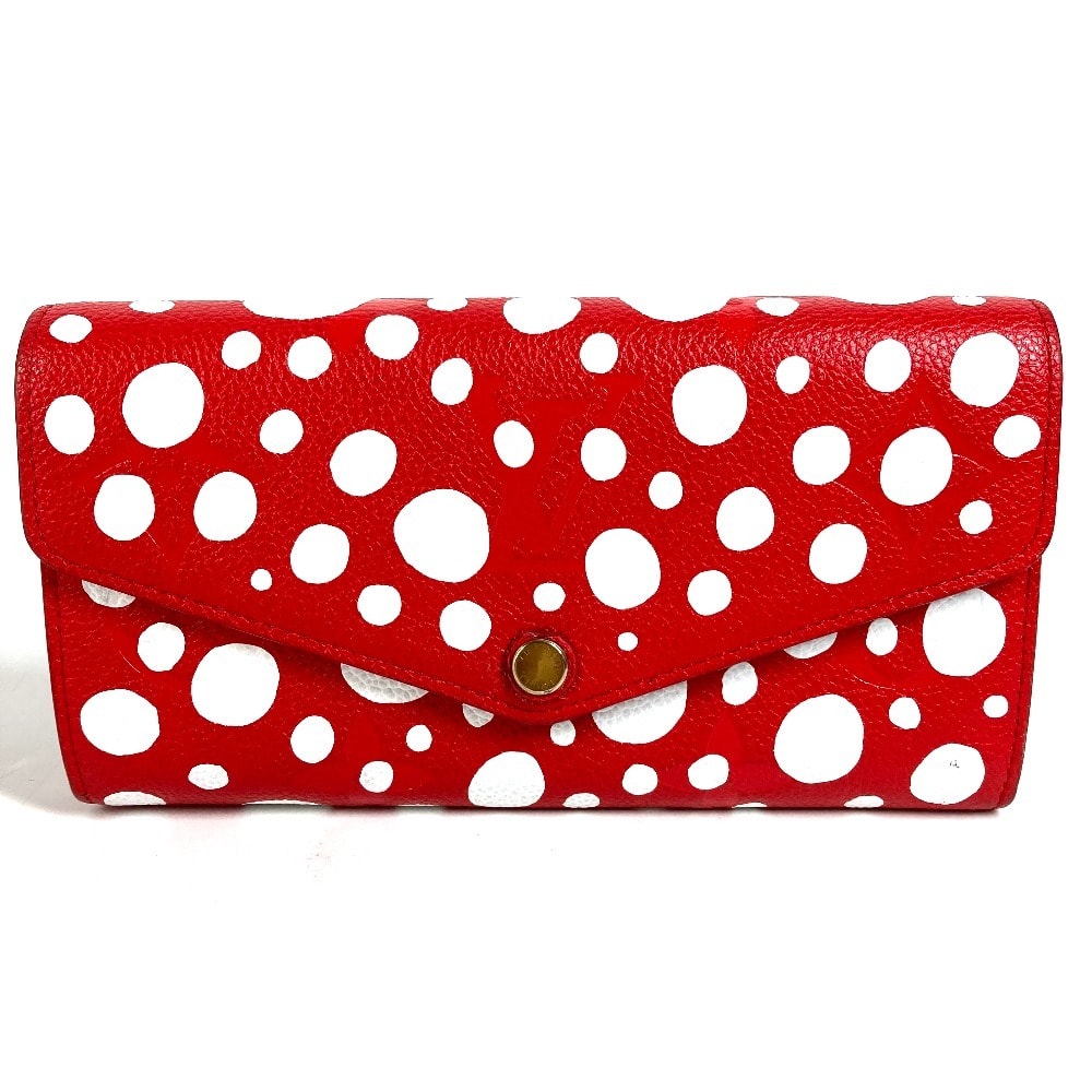 ルイヴィトン LOUIS VUITTON ポルトフォイユ サラ NM M81909 モノグラム LV × YK 草間彌生 草間彌生 ドット 水玉 2つ折り フラップ 長財布 レザー レッド