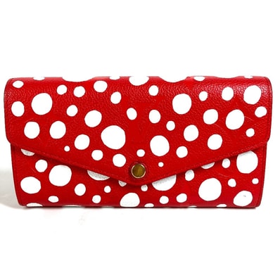 ルイヴィトン LOUIS VUITTON ポルトフォイユ サラ NM M81909 モノグラム LV × YK 草間彌生 草間彌生 ドット 水玉 2つ折り フラップ 長財布 レザー レッド