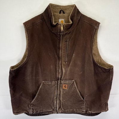 古着 カーハート Carhartt ダック ベスト ボアライナー 大きいサイズ 3XL ブラウン系 メンズ