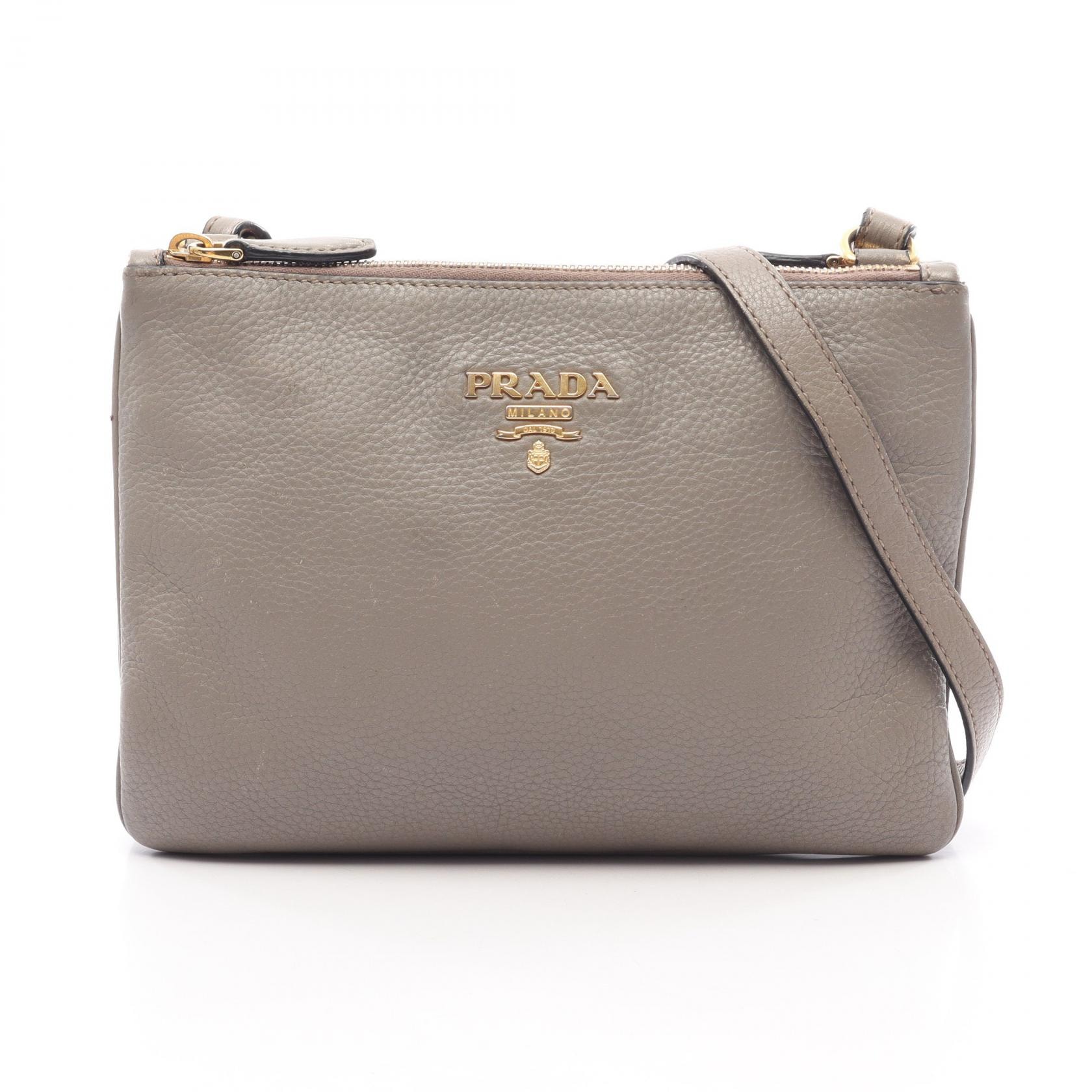 プラダ PRADA ショルダーバッグ バッグ レザー レディース ベージュ系 【中古】