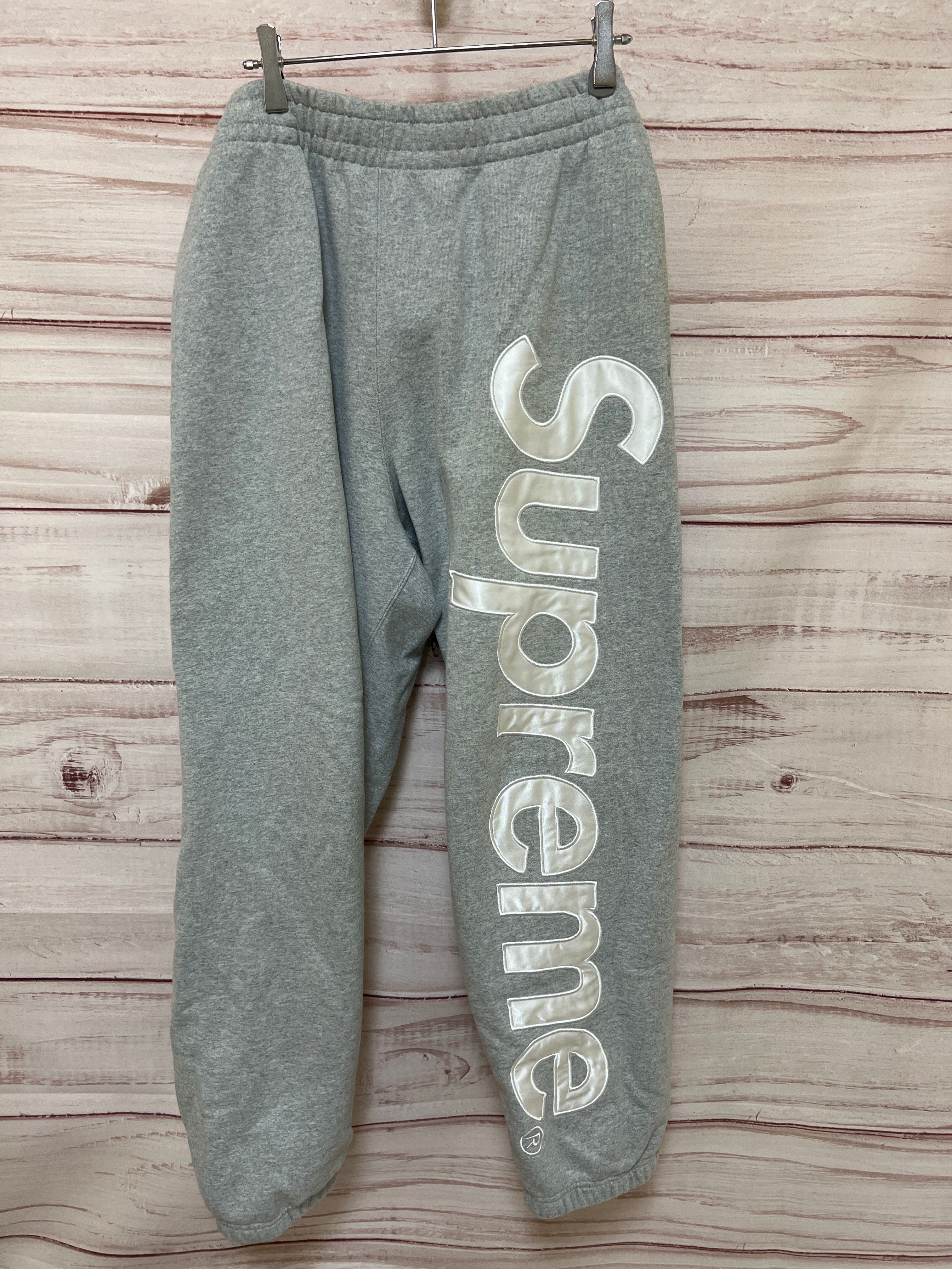 やや傷や汚れあり】シュプリーム サテン アップリケ スウェットパンツ  