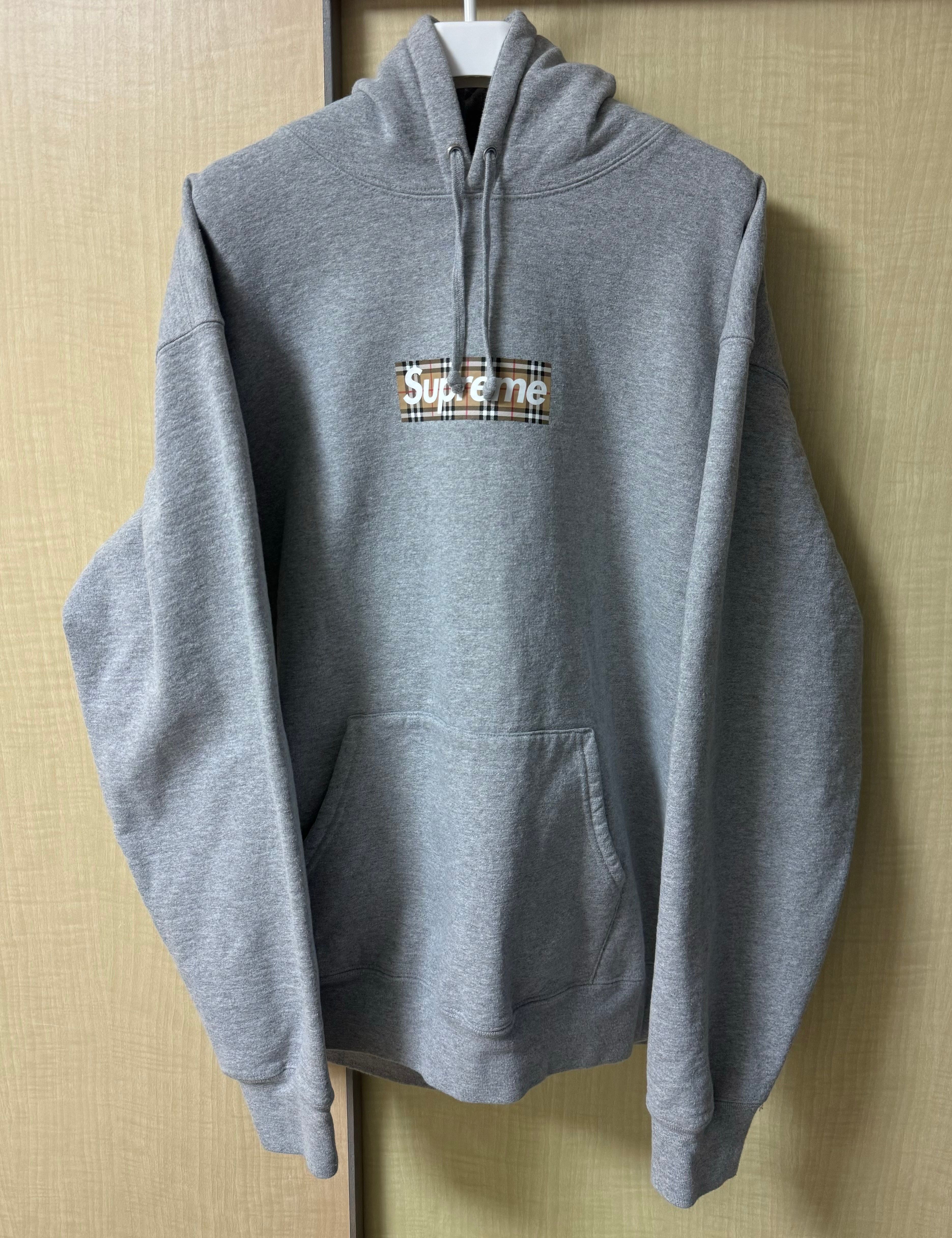 Supreme / Burberry Box Logo Hooded Sweatshirt "Heather Grey"