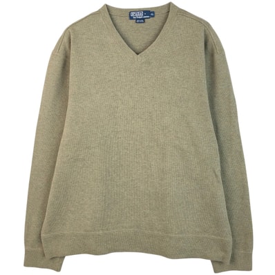 古着 ラルフローレン Ralph Lauren POLO by Ralph Lauren Vネック コットンニットセーター メンズXL相当/eaa619202